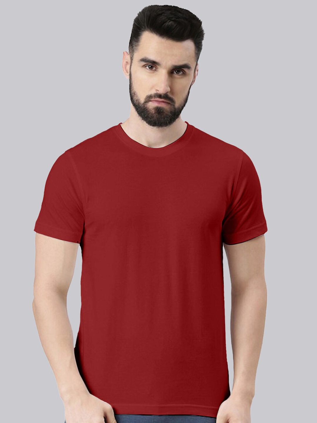 

VEIRDO Short Sleeves Pure Cotton T-shirt, Maroon