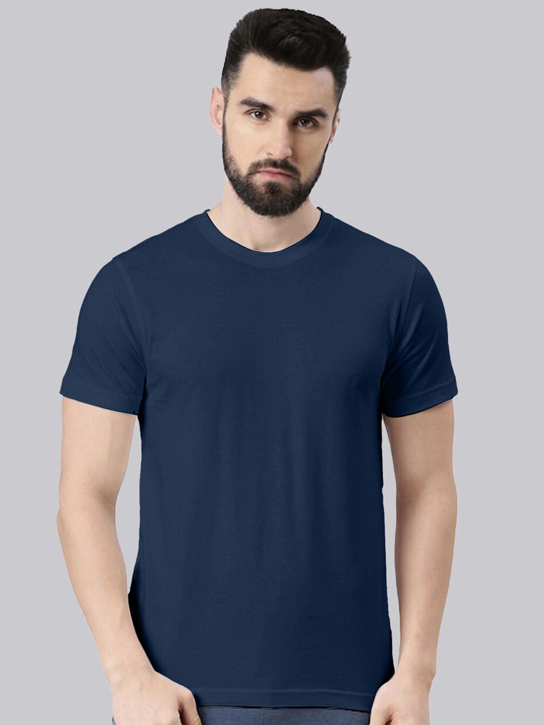 

VEIRDO Short Sleeves Pure Cotton T-shirt, Navy blue