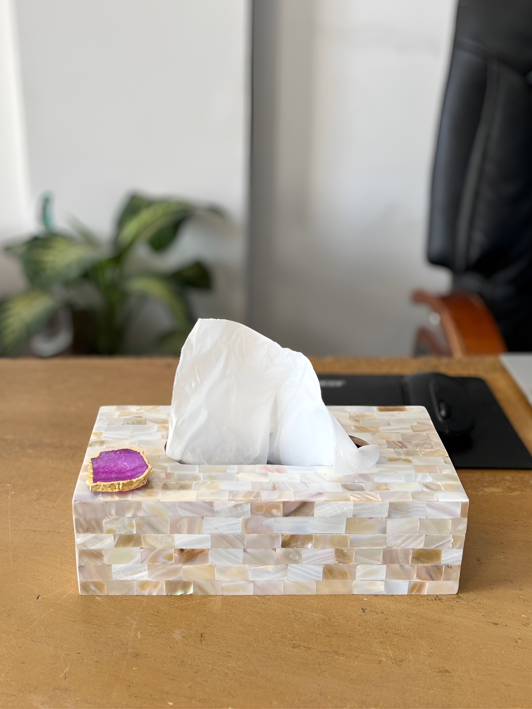 

HOMEARTE Off-White & Pink Printed Tissue Holder