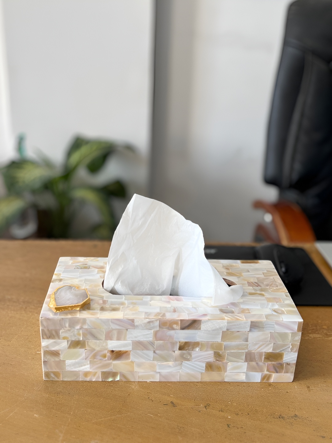 

HOMEARTE Off-White Printed Tissue Holder