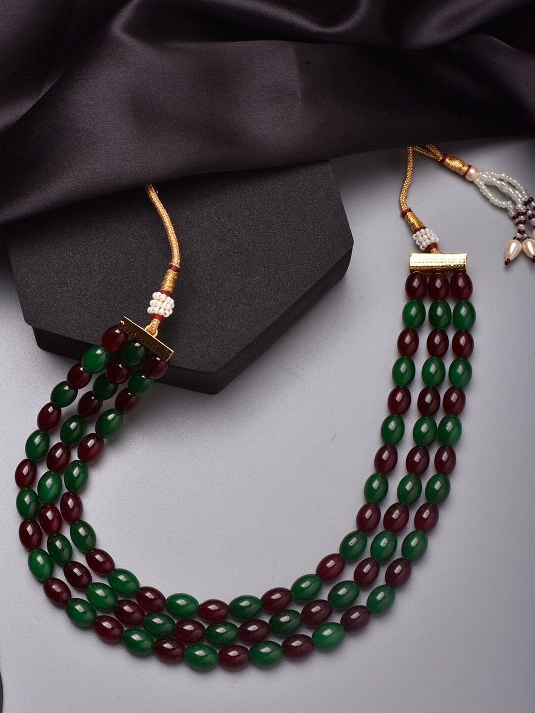 

Swabhimann Jewellery Onyx-Beaded Layered Necklace, Green