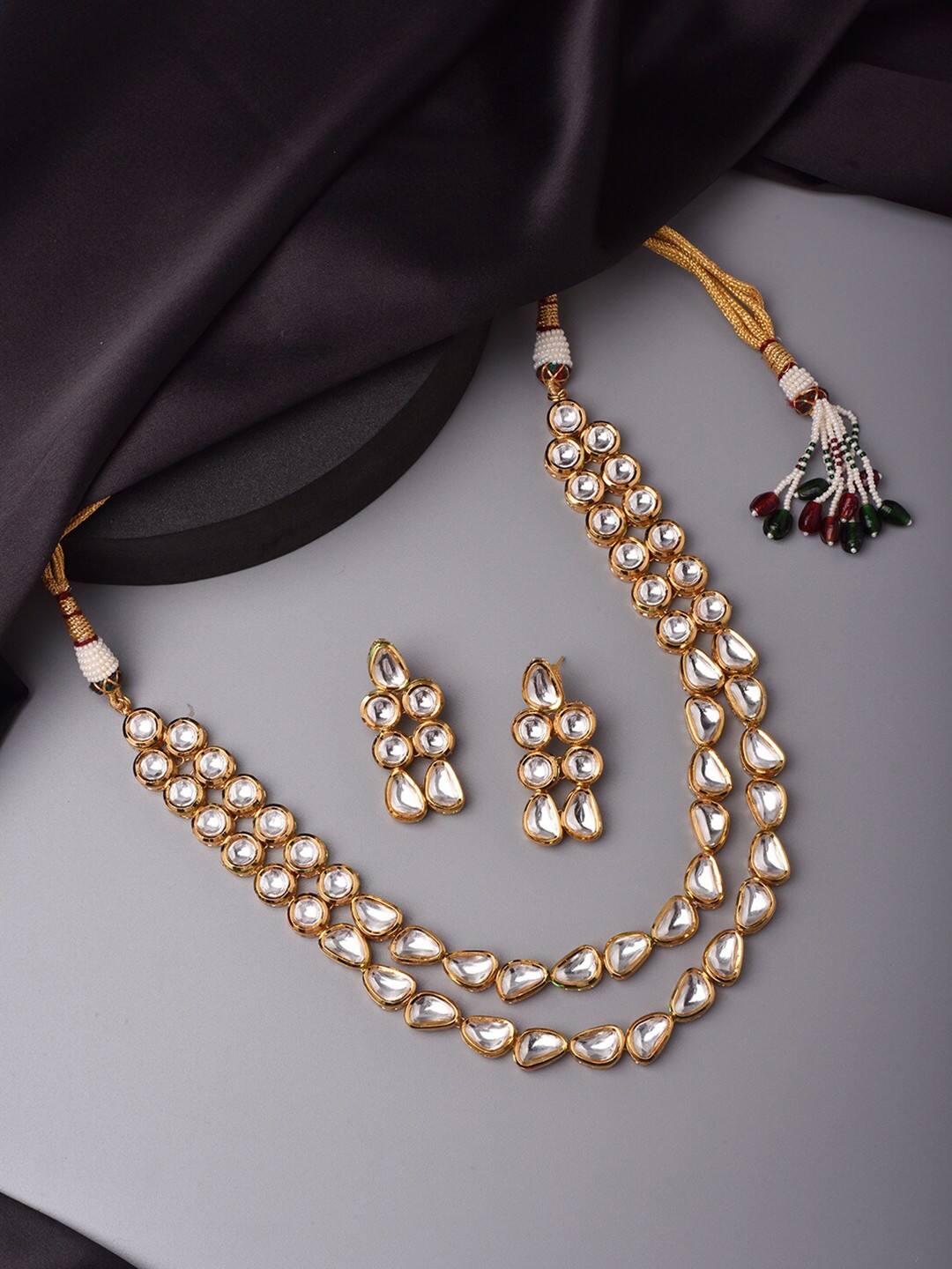 

Swabhimann Jewellery Gold-Plated Kundan Studded Layered Jewellery Set