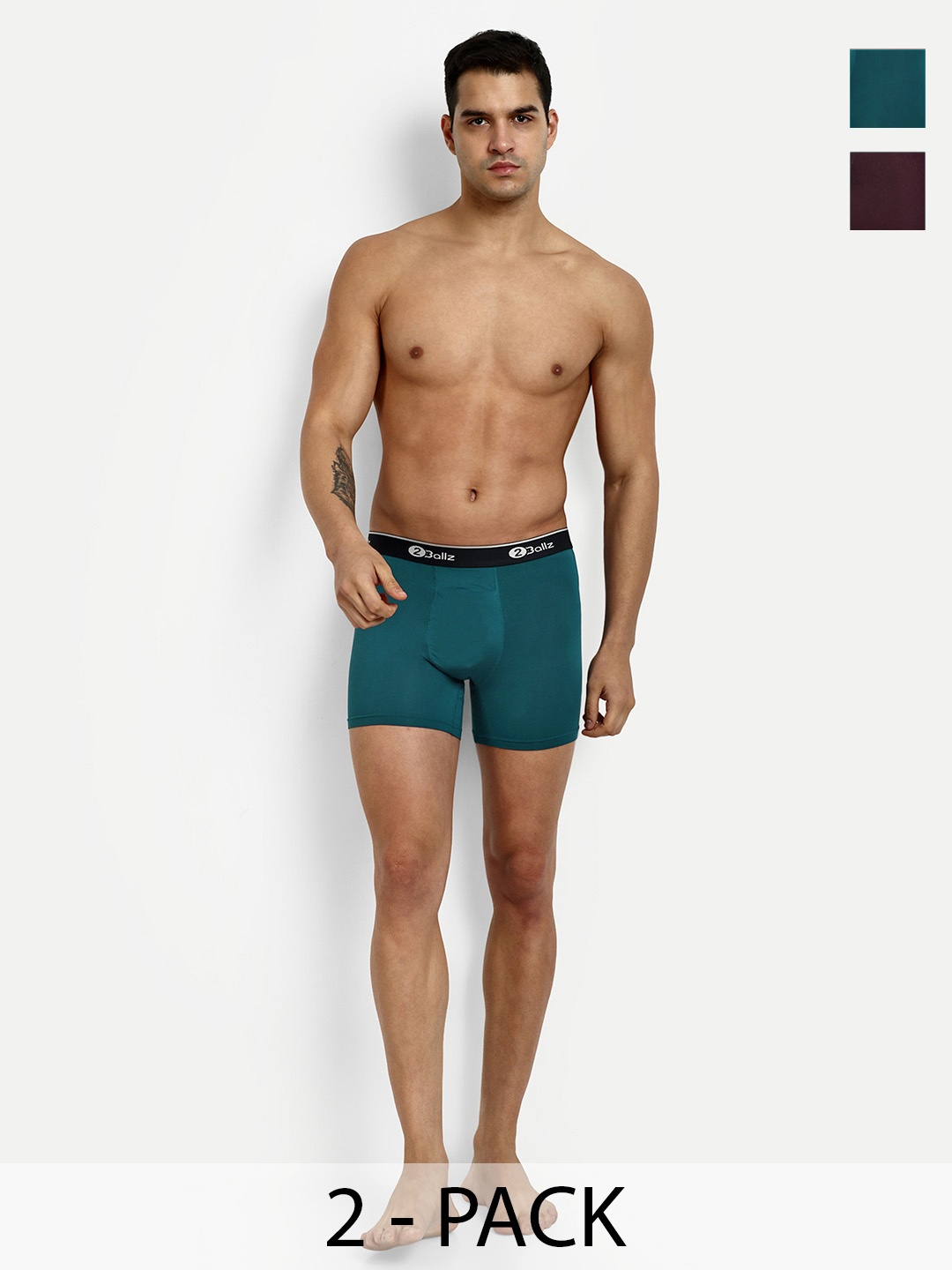 

2BALLZ Pack Of 2 Brand Logo Details Snug Fit Pouch Trunks BROD-2-2BT, Green