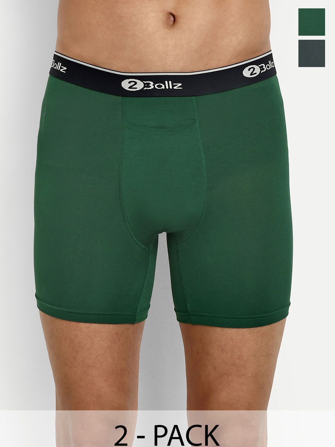 

2BALLZ Pack Of 2 Snug Trunks BGUG-2-2BT, Green