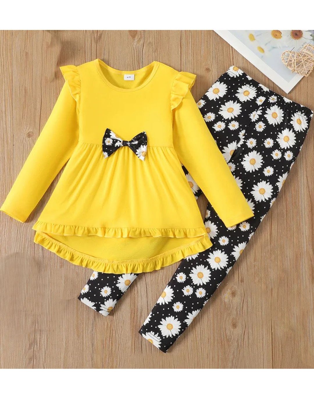 

BAESD Girls Long Sleeves Top with Leggings, Yellow