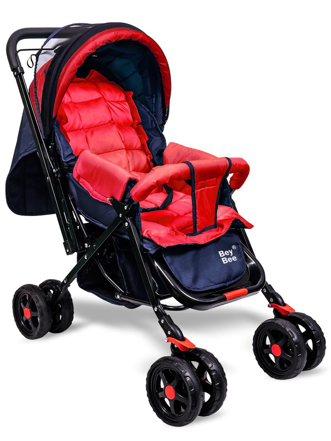 

BeyBee Kids Shock Absorption System Reversible Handle Stroller, Red