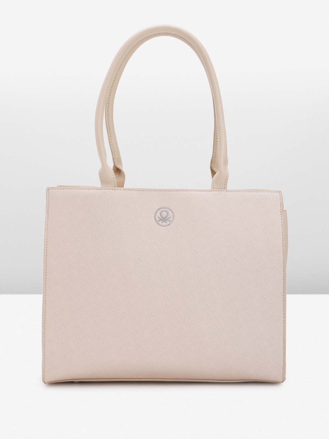 

United Colors of Benetton Brand Logo Printed Shoulder Bag, Beige