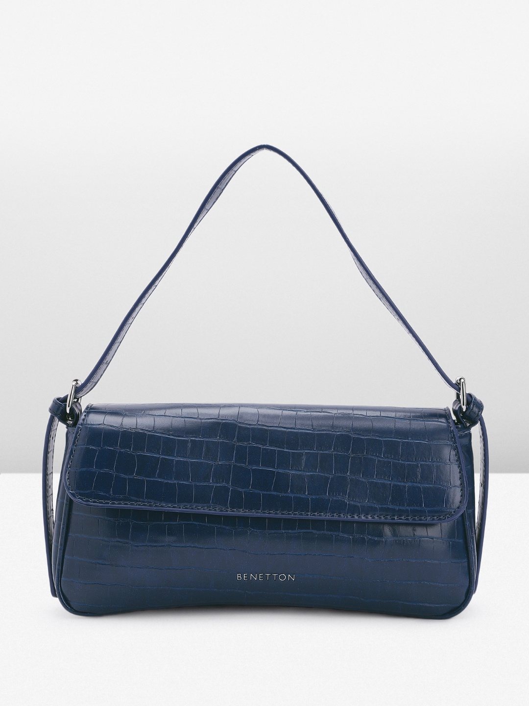 

United Colors of Benetton Women Textured Satchel, Navy blue