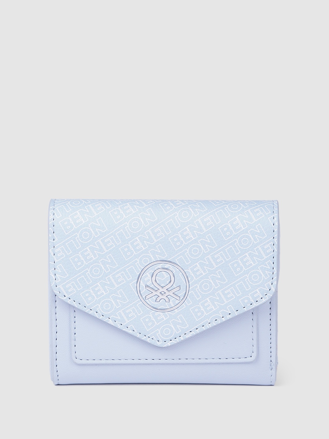 

United Colors of Benetton Women Brand Logo Printed Three Fold Wallet, Blue