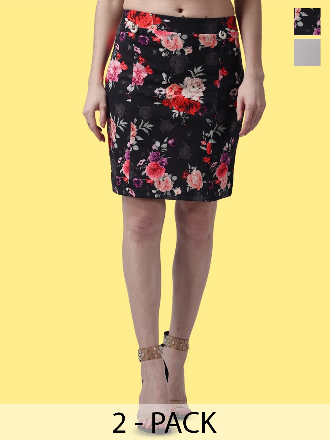 

Popwings Pack Of 2 Pencil Skirts, Black
