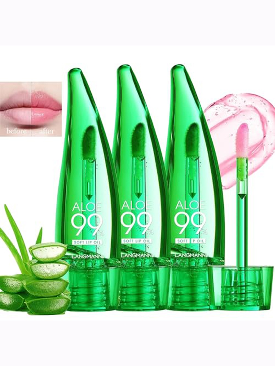 

Adbeni Set of 3 99 Aloe Vera Lip Gloss For Natural Shine - 10ml Each, Transparent