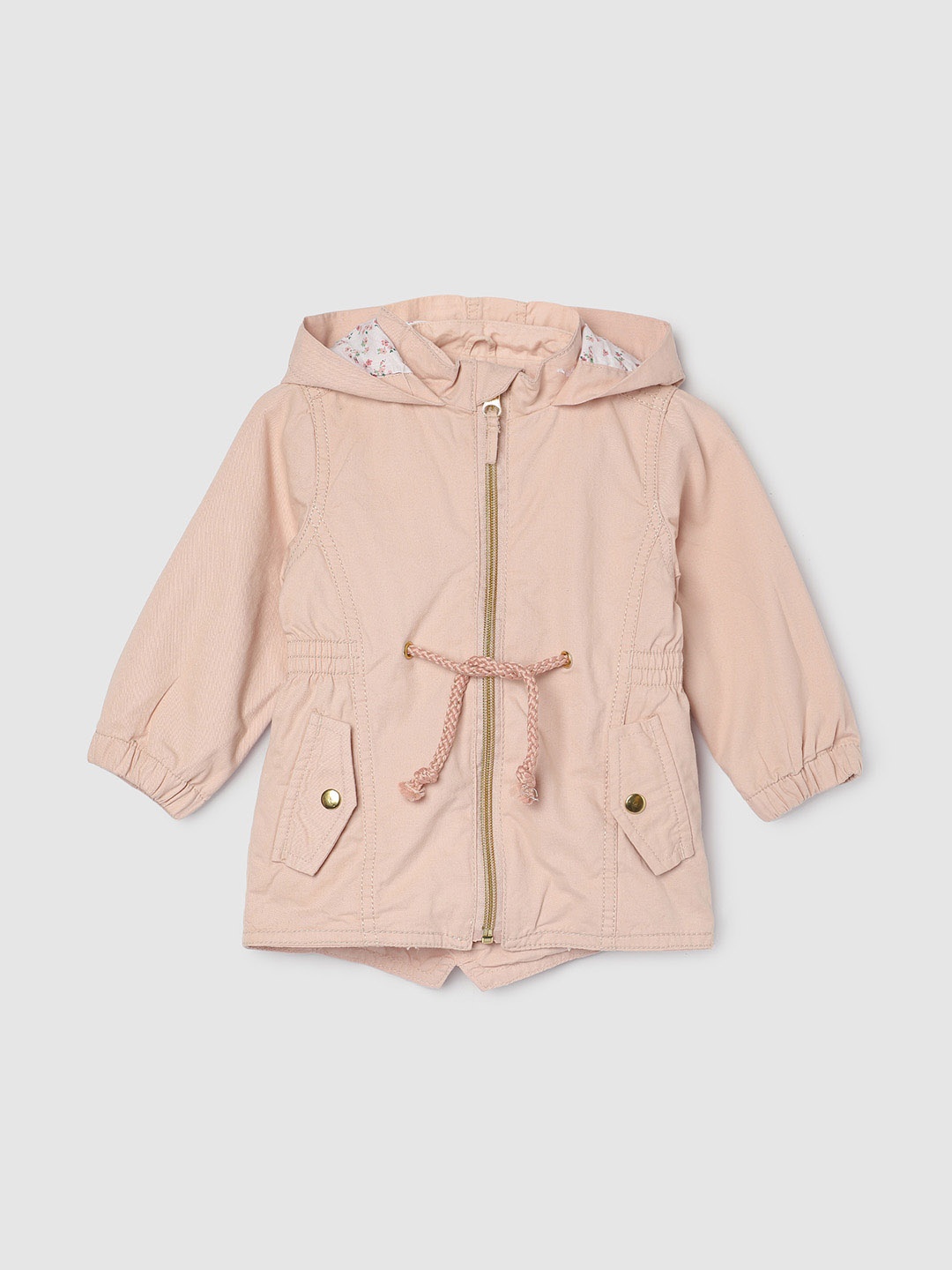 

max Infants Girls Hooded Pure Cotton Padded Jacket, Pink