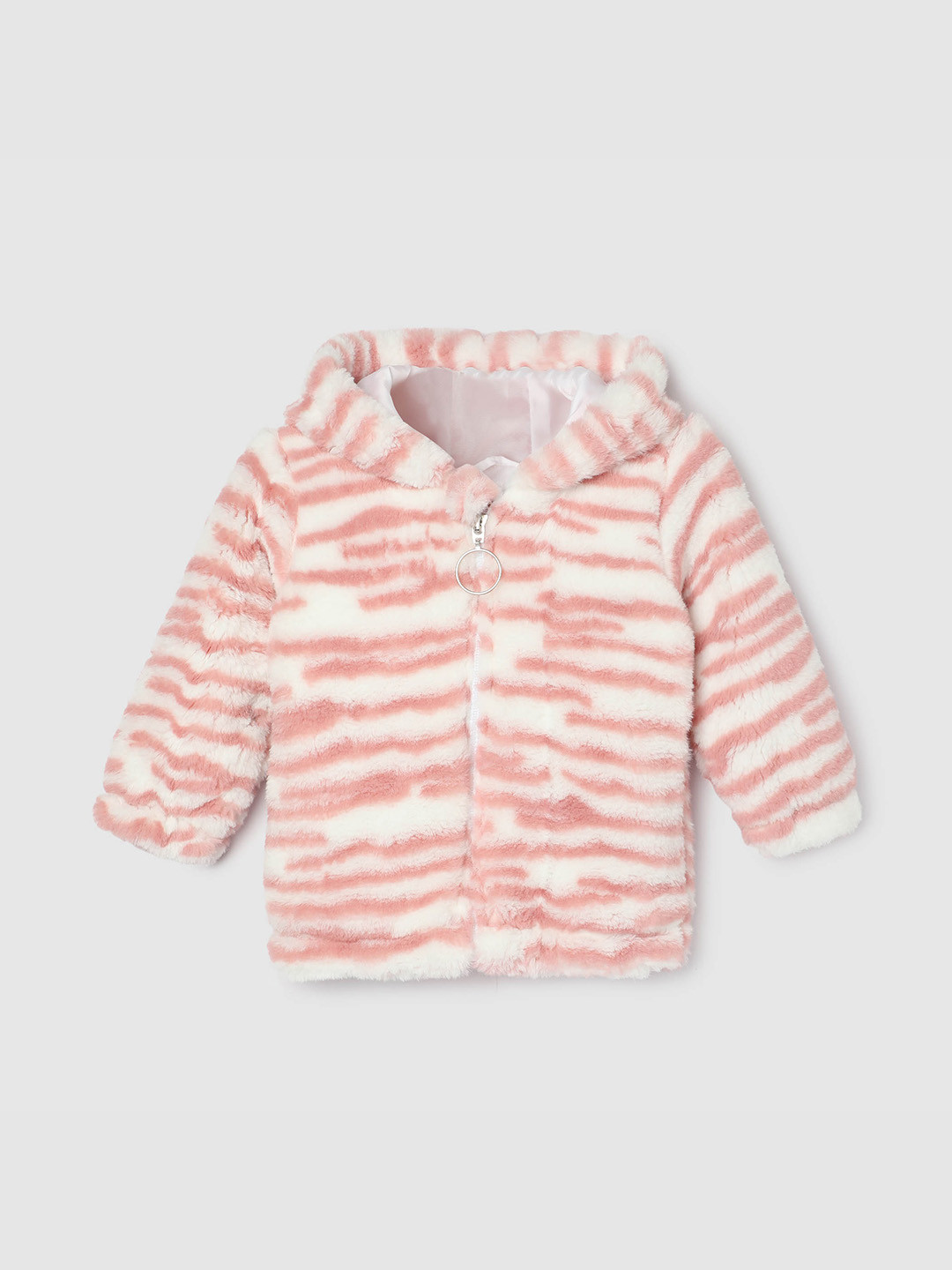 

max Girls Abstract Printed Faux Fur Trim Tailored Jacket, White