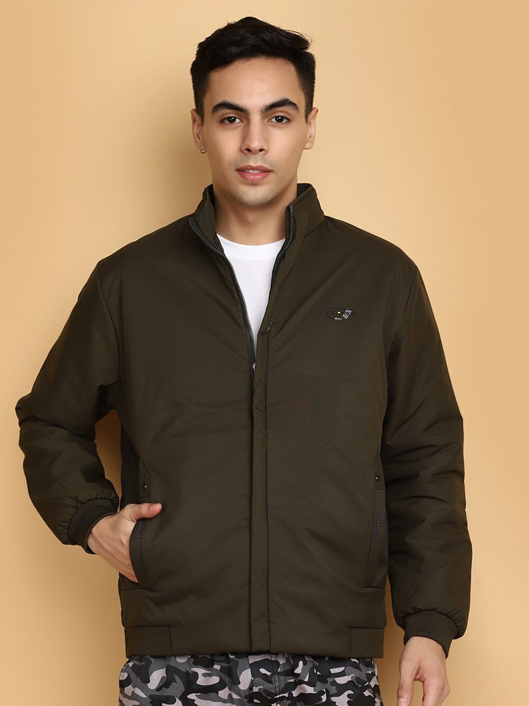

V-Mart Mock Collar Lightweight Woollen Tailored Jacket, Green