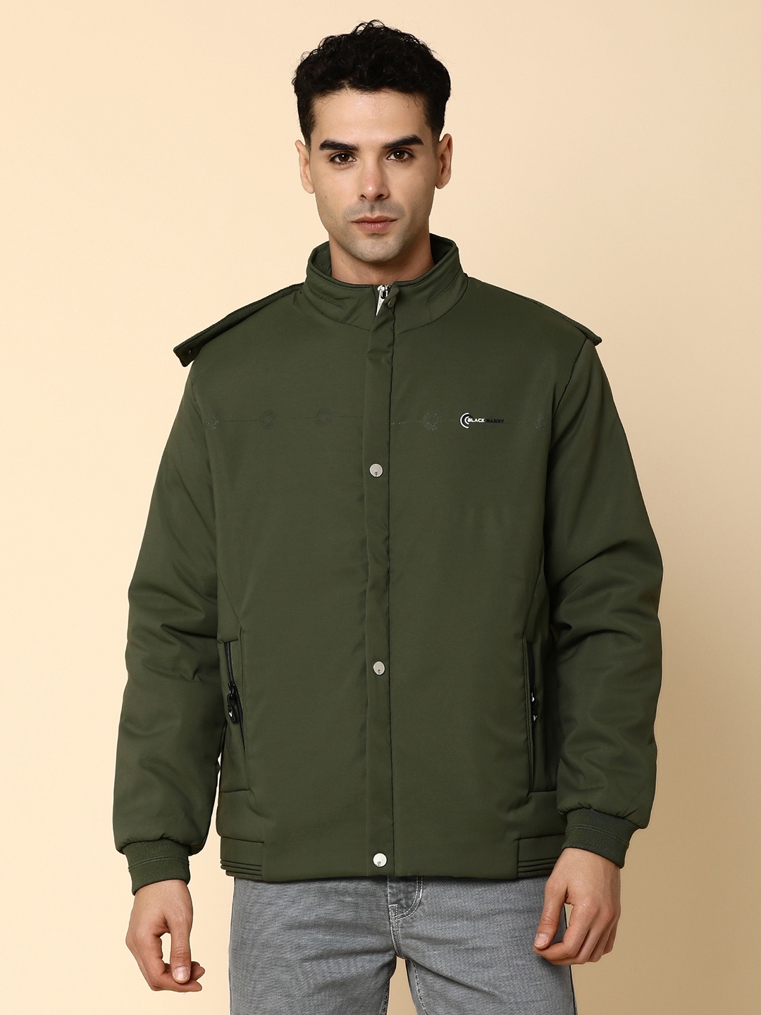 

V-Mart Hooded Lightweight Bomber Jacket, Olive