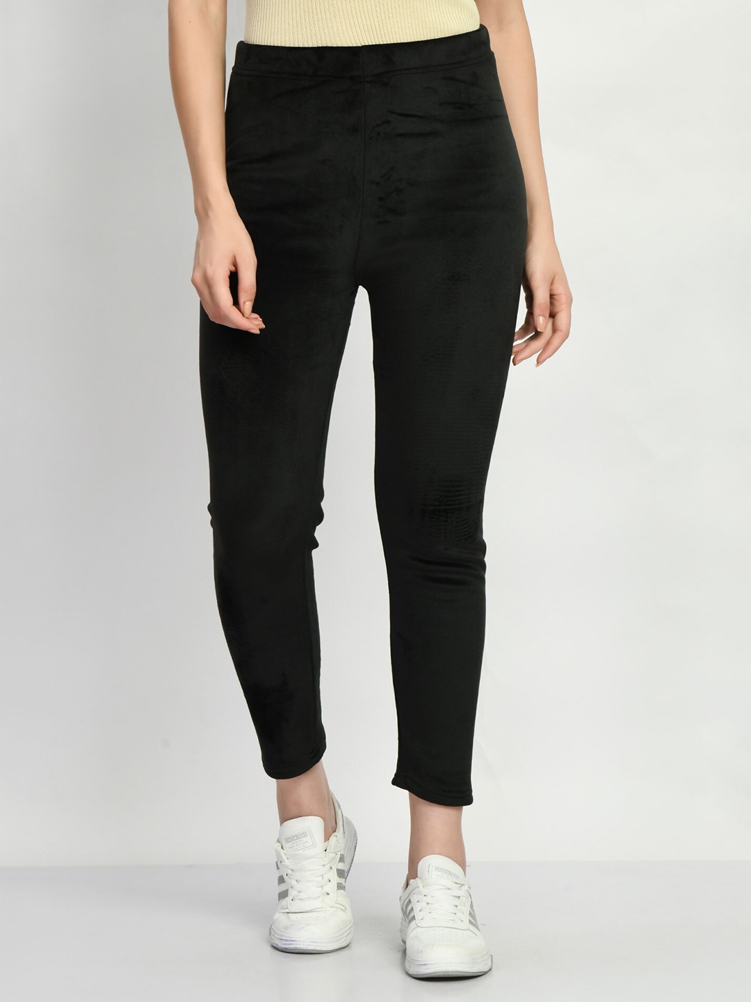 

Legit Affair Velvet Ankle-Length Leggings, Black