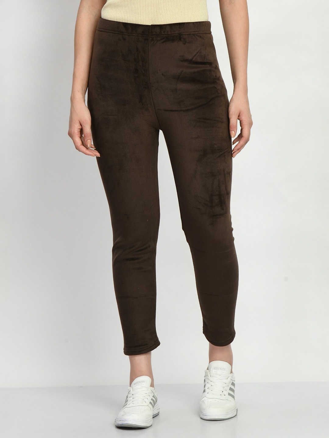 

Legit Affair Women Slim Fit Velvet Ankle-Length Leggings, Coffee brown