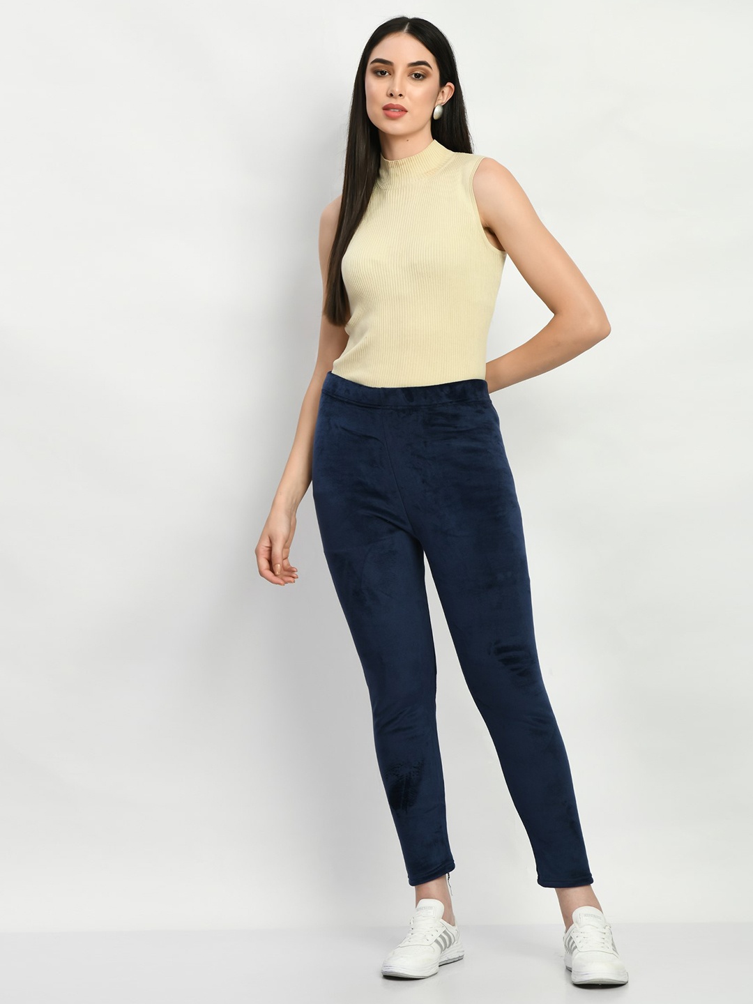 

Legit Affair Women Velvet Ankle-Length Leggings, Navy blue