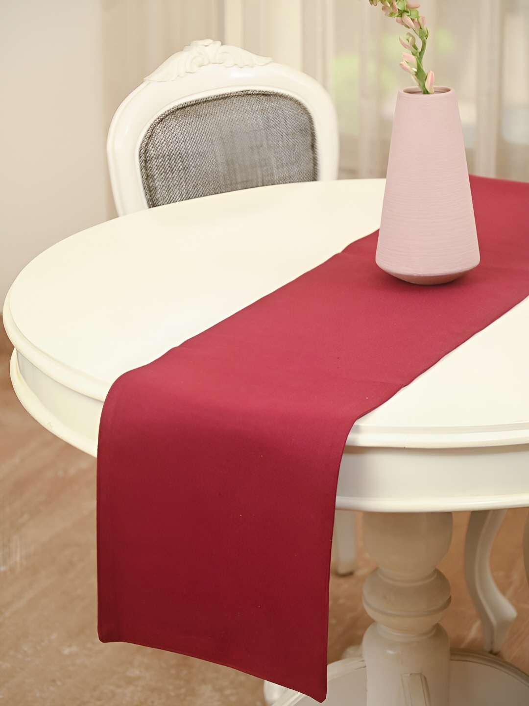 

FABURAA Red Quilted Pure Cotton Table Runner