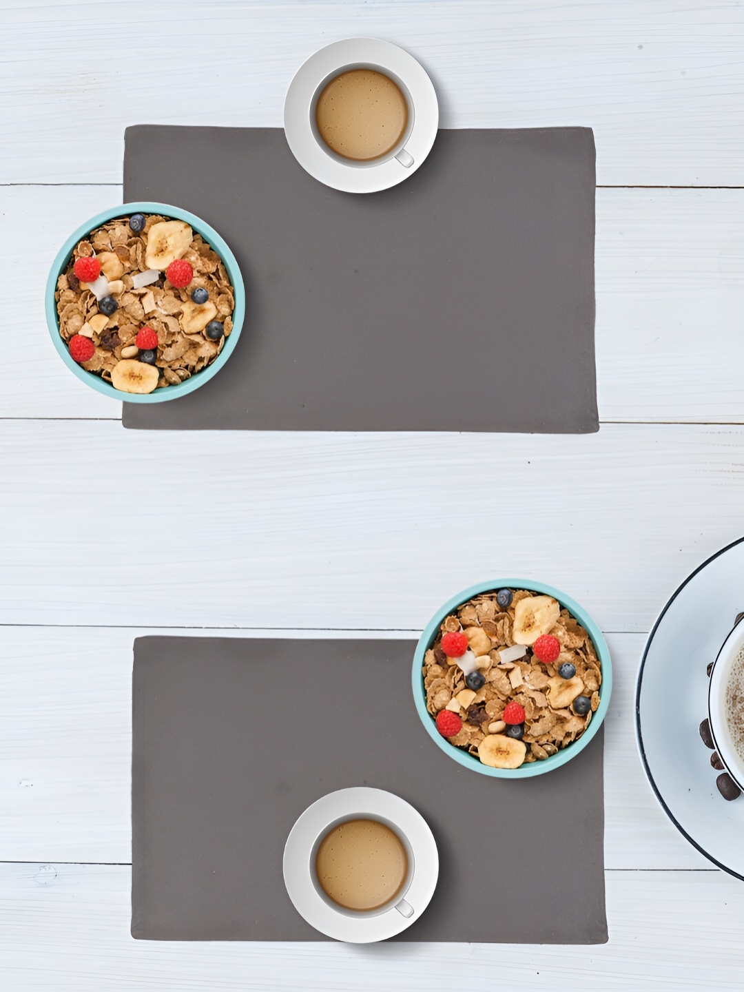 

FABURAA 2 Pieces Grey Rectangle Pure Cotton Table Placemats