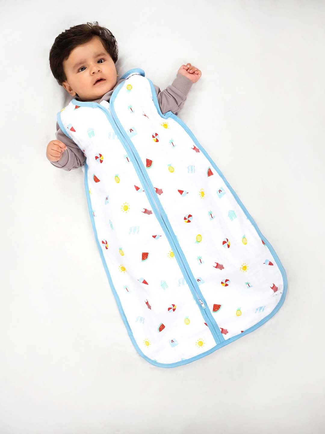 

THEONI Infants Printed Pure Cotton Sleeping Bag, White