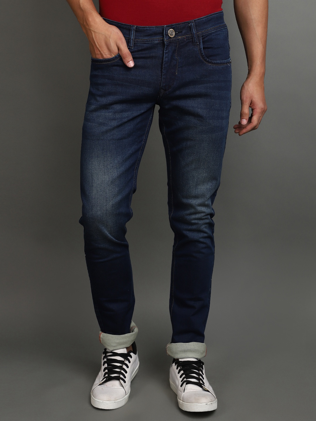 

V-Mart Men Slim Fit Mid Rise Cotton Jeans, Blue