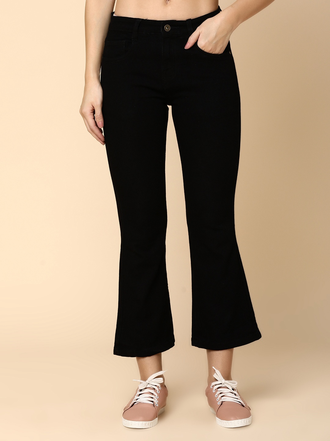 

V-Mart Women Clean Look Mid Rise Cotton Jeans, Black