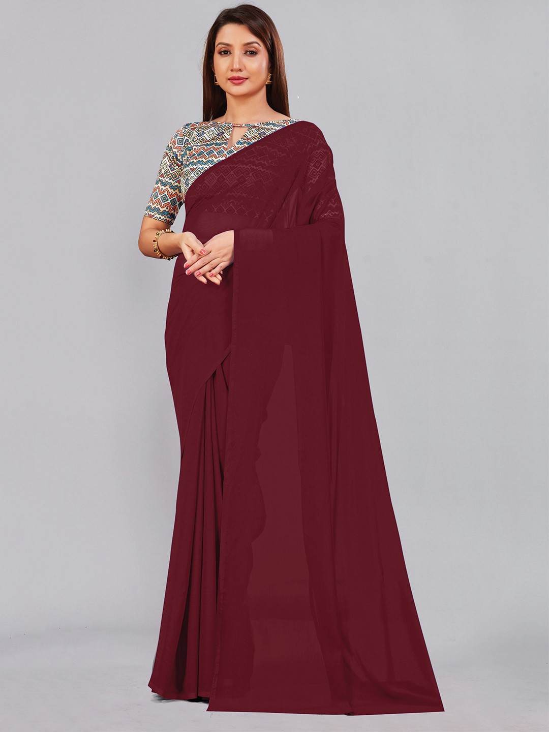 

CastilloFab Selection Of 2 Ethnic Pure Georgette Sarees, Lavender