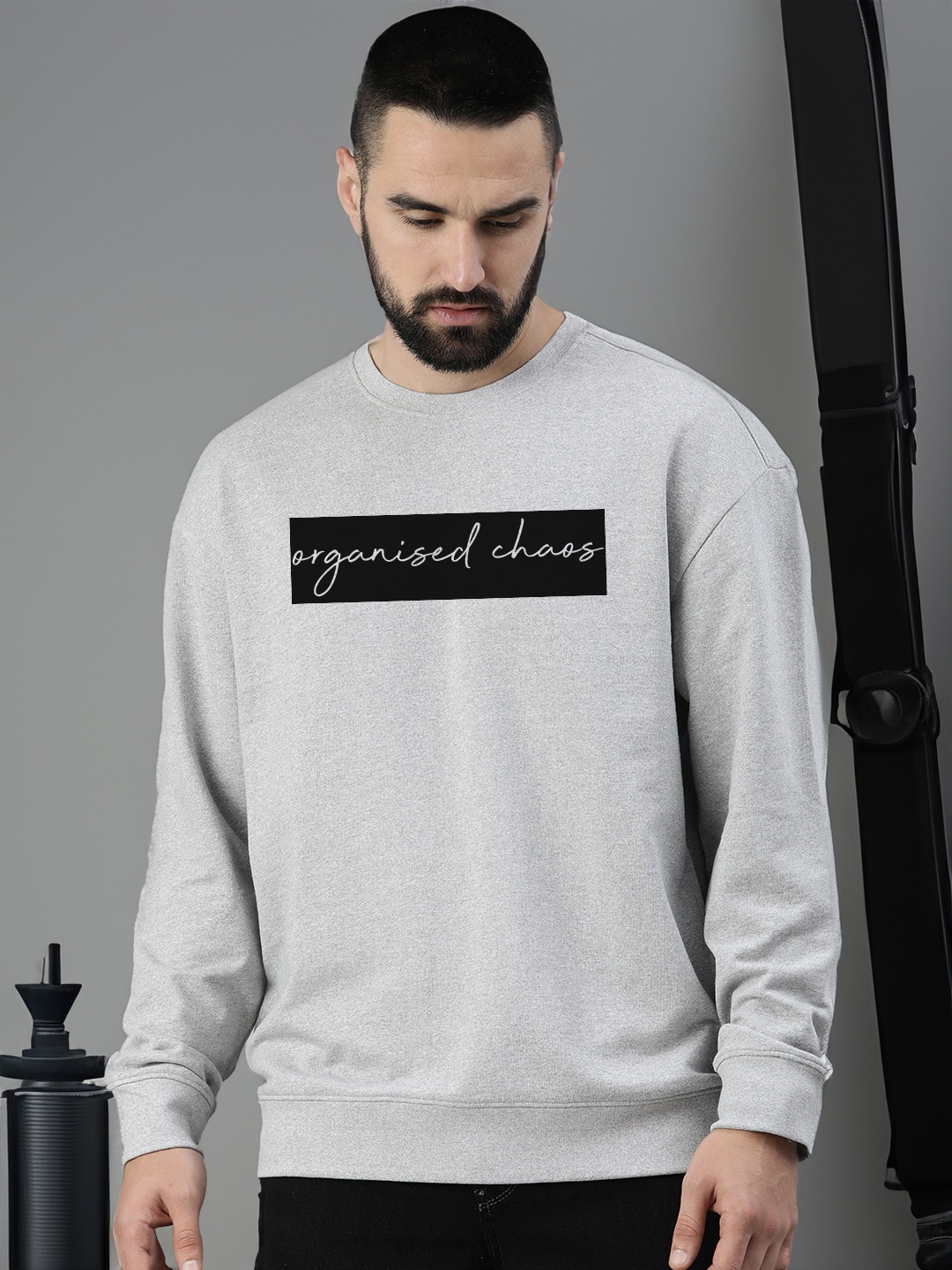 

Huetrap Typography Printed Printed, Grey melange