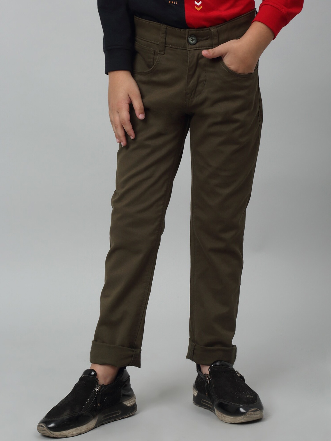 

Cantabil Boys Mid-Rise Cotton Trousers, Olive