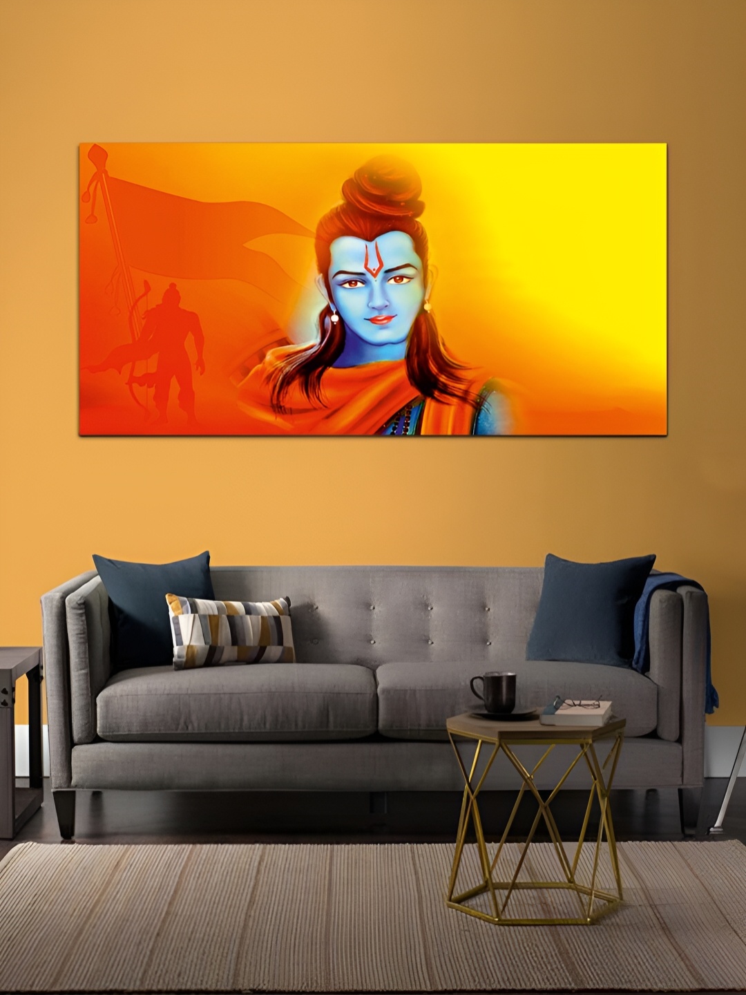 

MITHILA Handicrafts Orange and Yellow Shree Ram Canvas Religious Wall Paintings