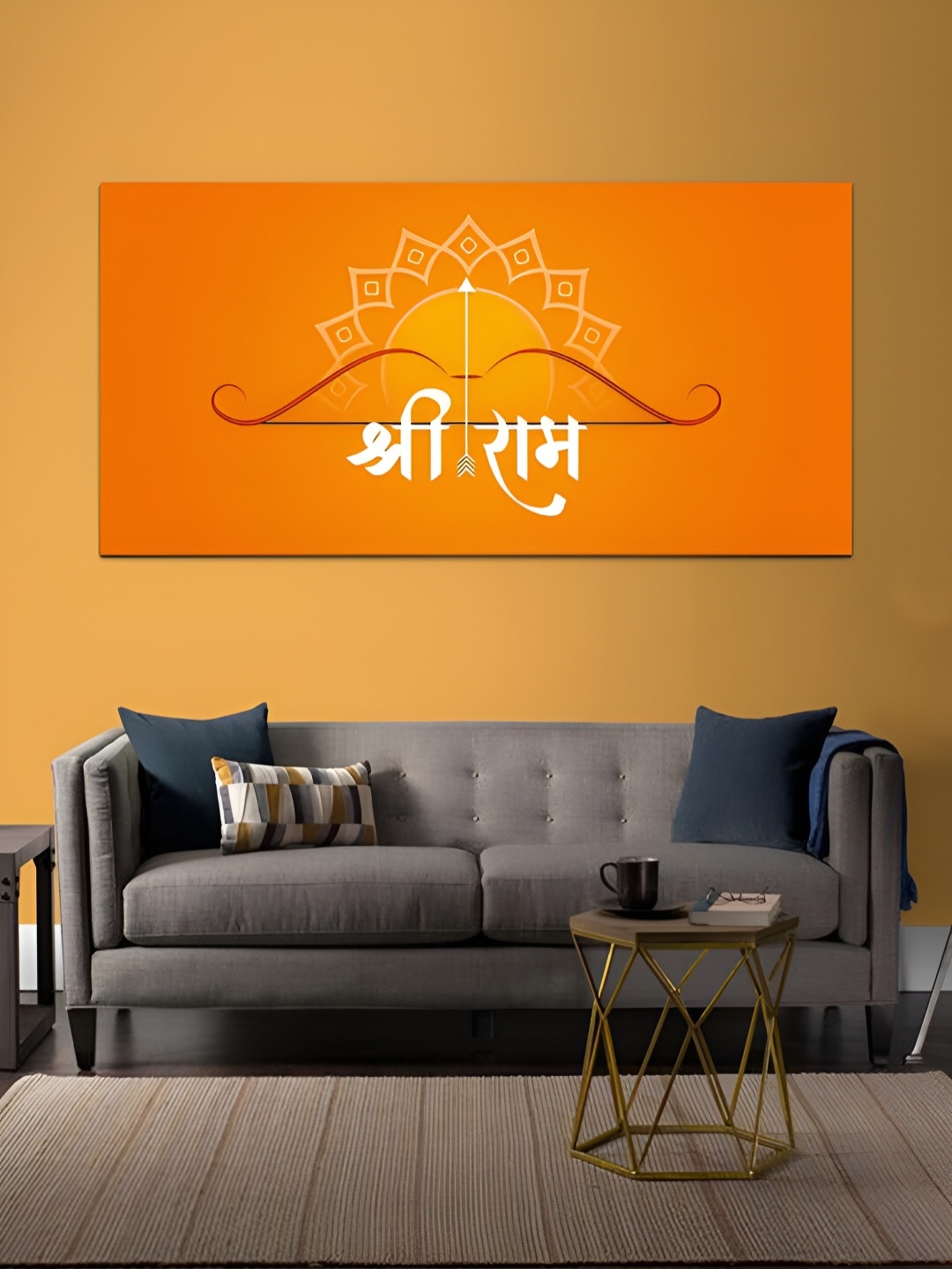 

MITHILA Handicrafts Yellow & White Canvas Painting Wall Art