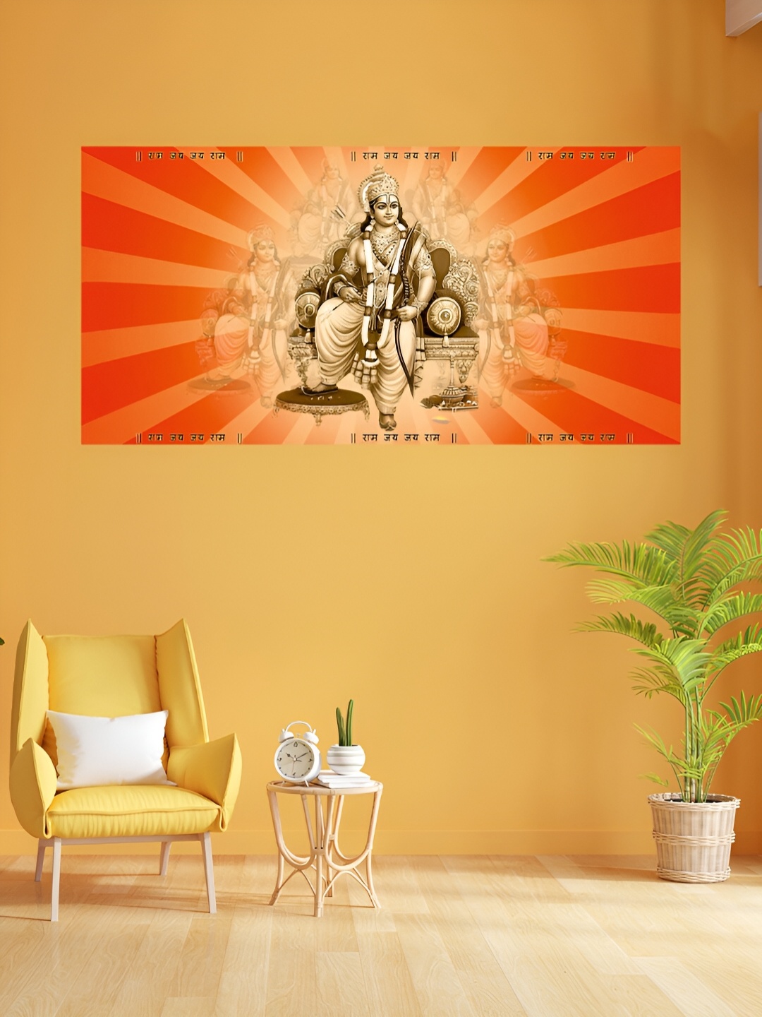 

MITHILA Handicrafts Orange & Black Religious Canvas Painting Wall Art