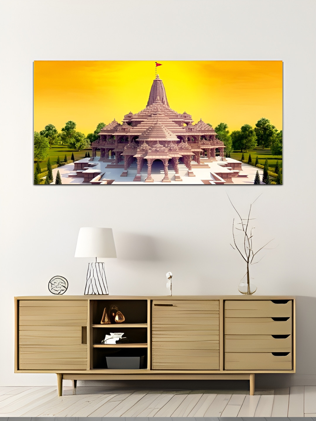 

MITHILA Handicrafts Brown & Green Religious Canvas Painting Wall Art