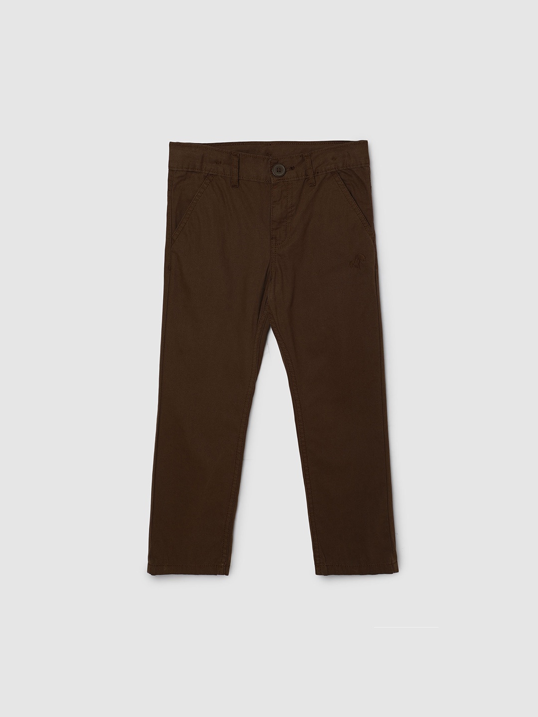 

max Boys Mid-Rise Cotton Regular Trousers, Brown