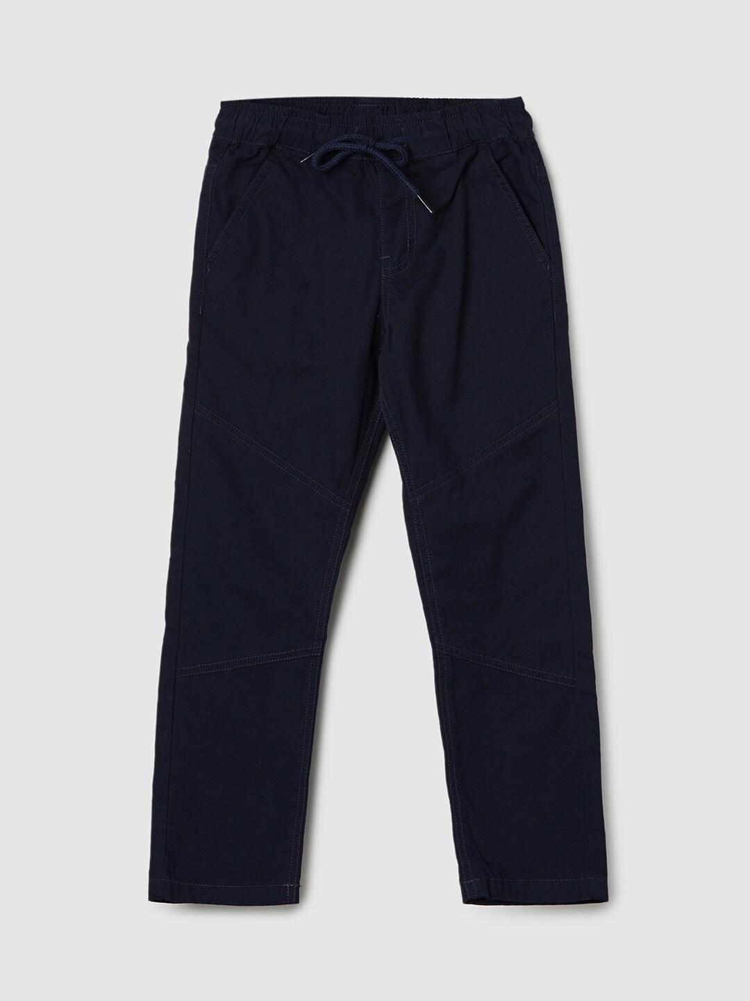 

max Boys Mid-Rise Pure Cotton Trousers, Navy blue