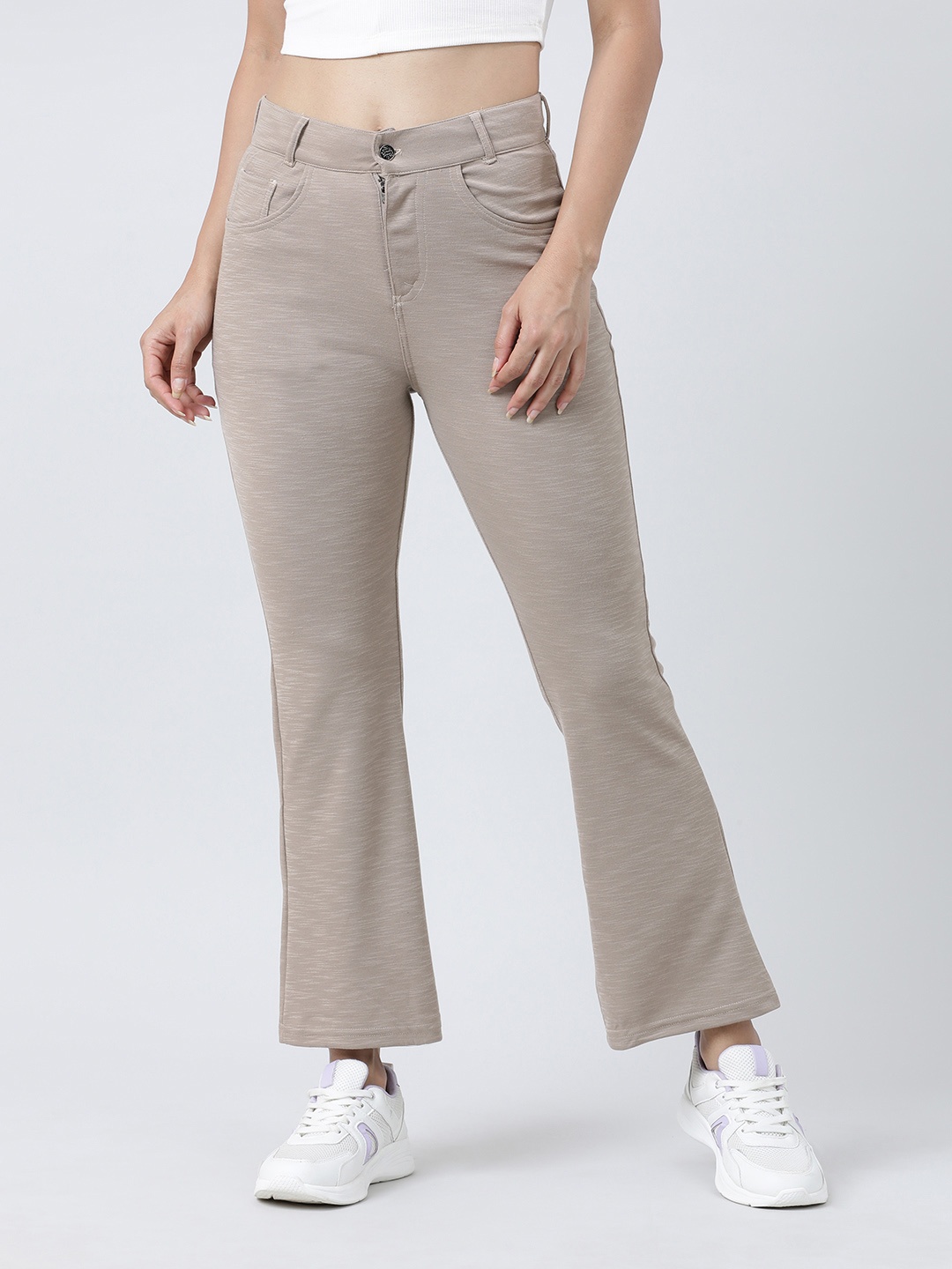 

Lovable Sport Women Flared Fit Trousers, Beige
