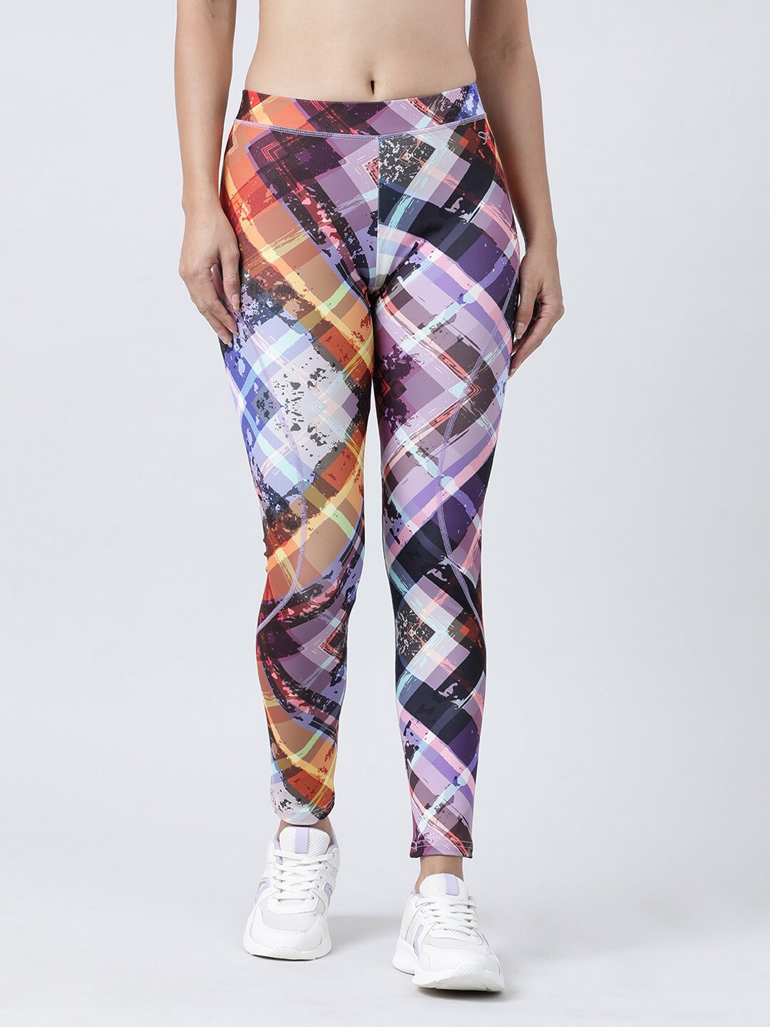

Lovable Sport Printed Ankle Length Dry Fit Gym Tights, Purple