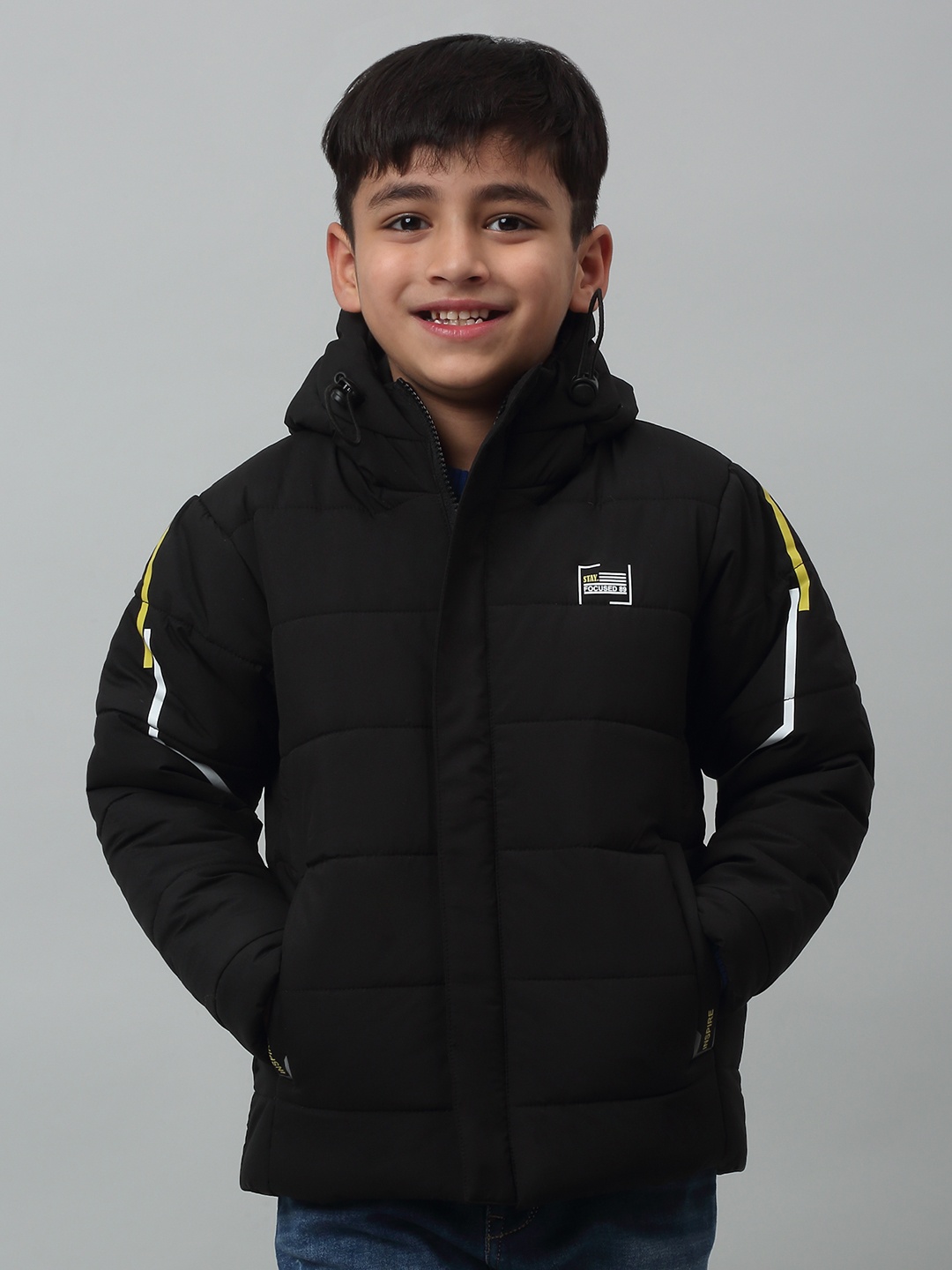 

Cantabil Boys Hooded Lightweight Puffer Jacket, Black