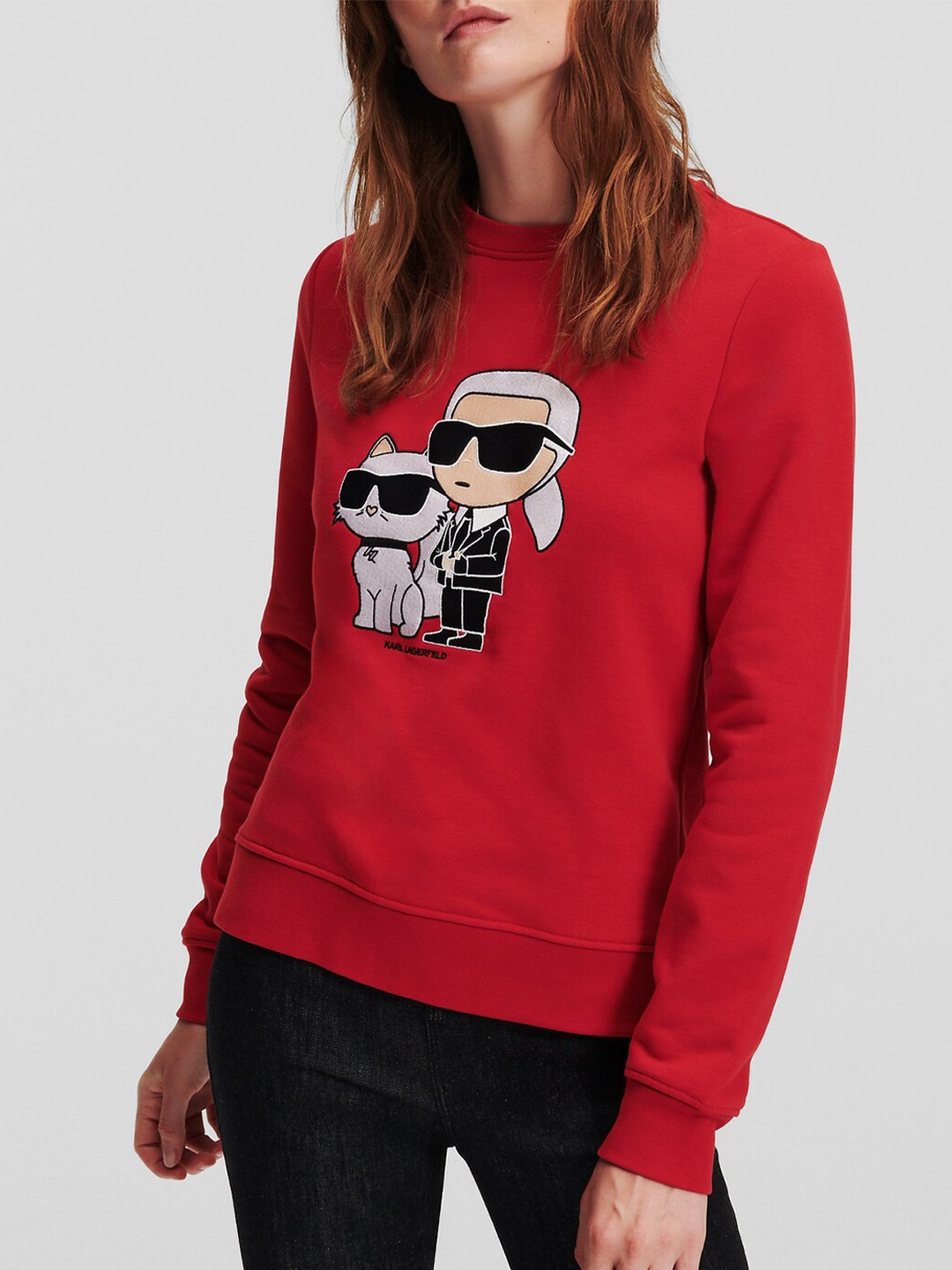 

Karl Lagerfeld Graphic Printed Cotton Sweatshirt, Red