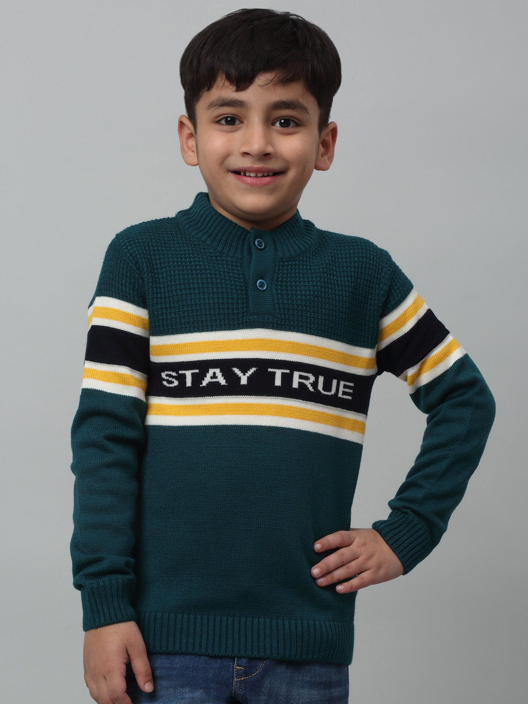 

Cantabil Boys Typography Printed Acrylic Pullover, Green
