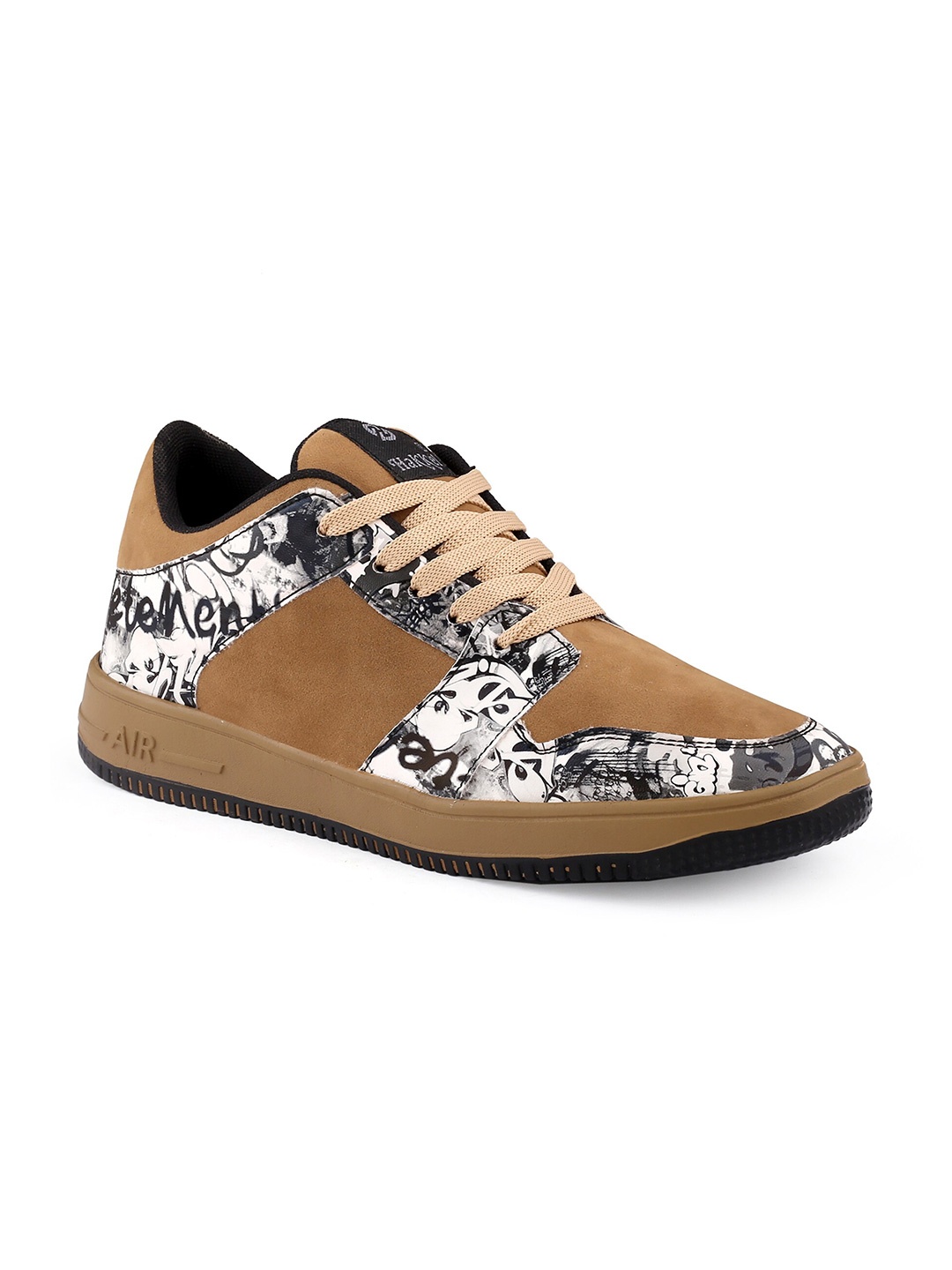 

HAKKEL Men Beige Printed Lace-Up Lightweight Sneakers