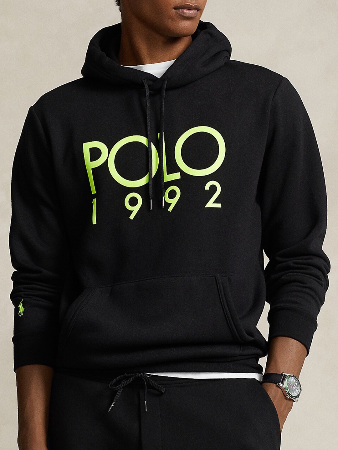 

Polo Ralph Lauren Typography Printed Hooded Fleece Pullover, Black