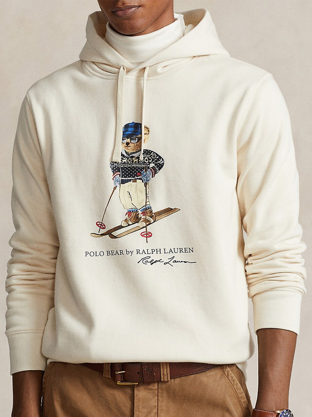 

Polo Ralph Lauren Graphic Printed Hood Fleece Pullover Sweater, Beige