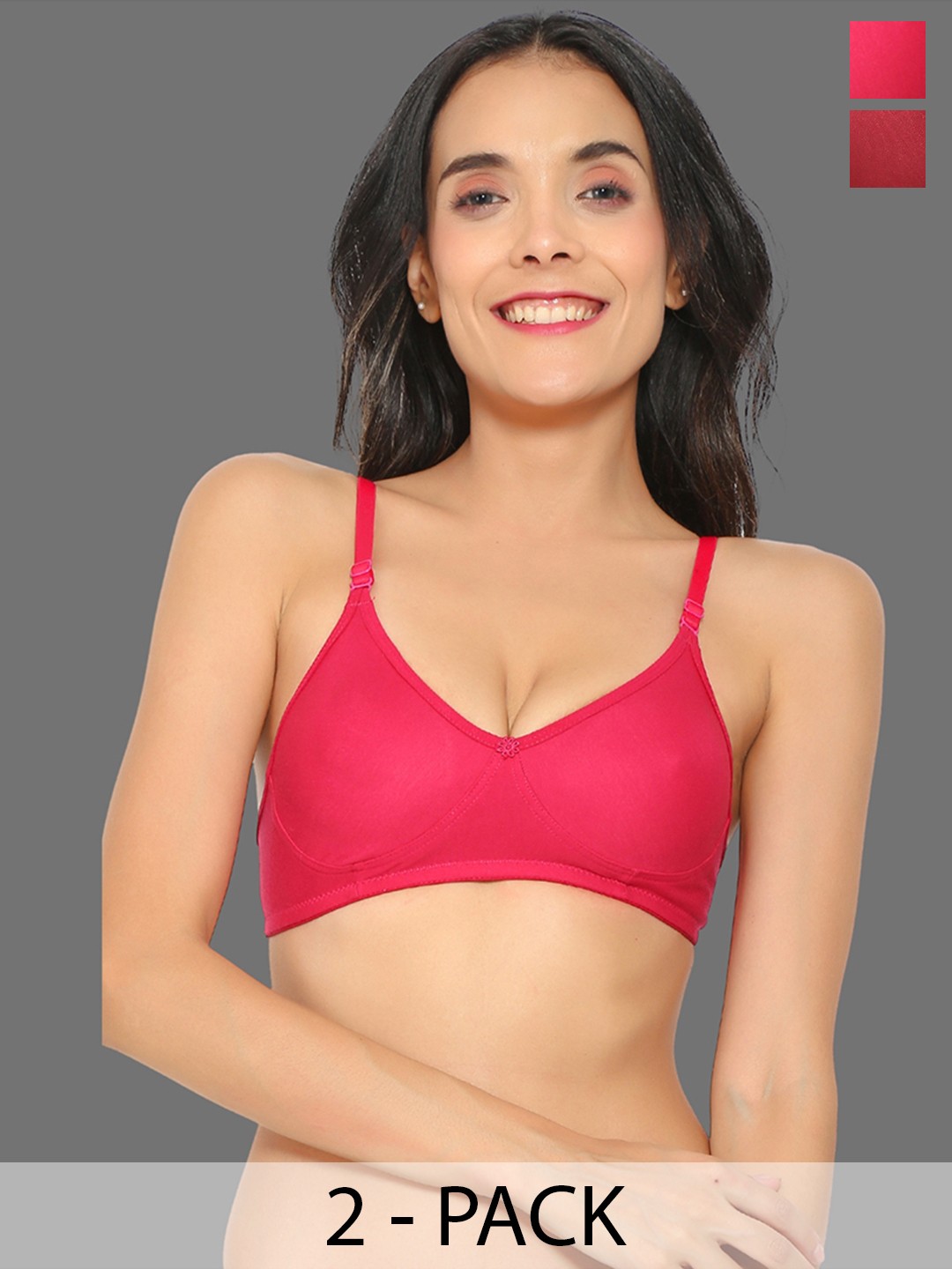

Aimly Pack of 2 Medium Coverage Cotton T-shirt Bra With All Day Comfort, Pink