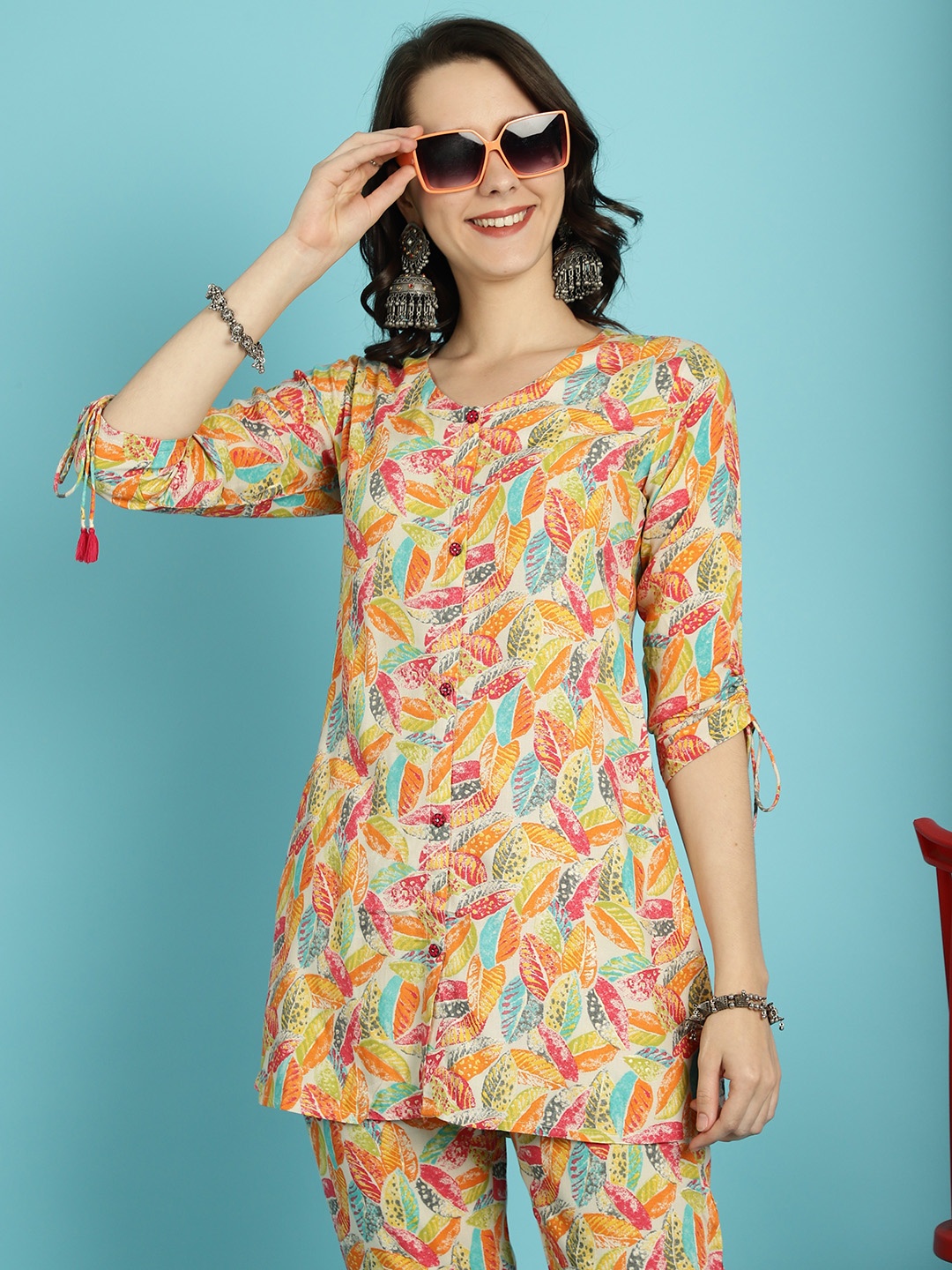 

Rajnandini Printed Shirt & Trousers Co-Ords, Orange