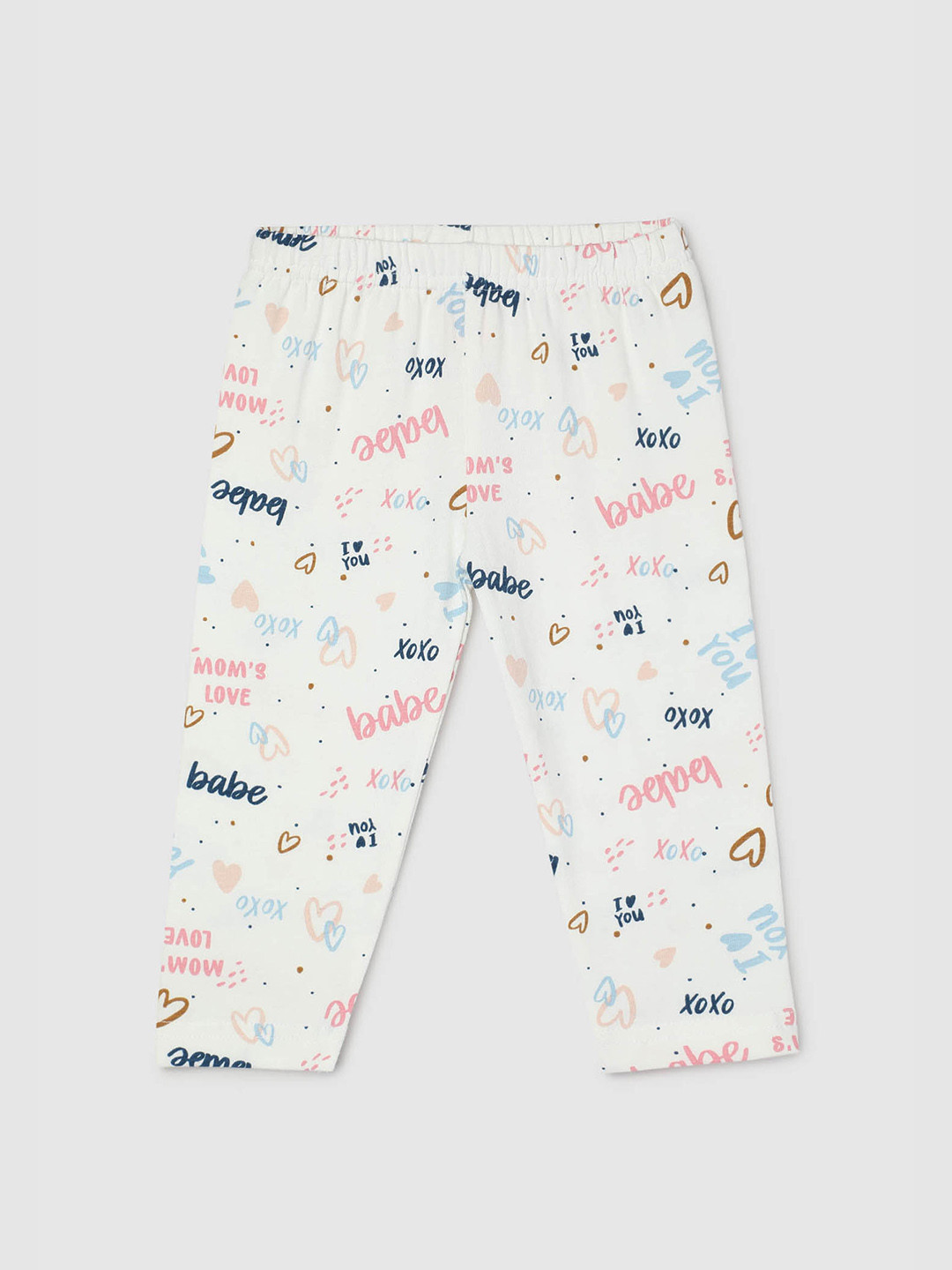 

max Infant Girls Typography Printed Ankle Length Leggings, White