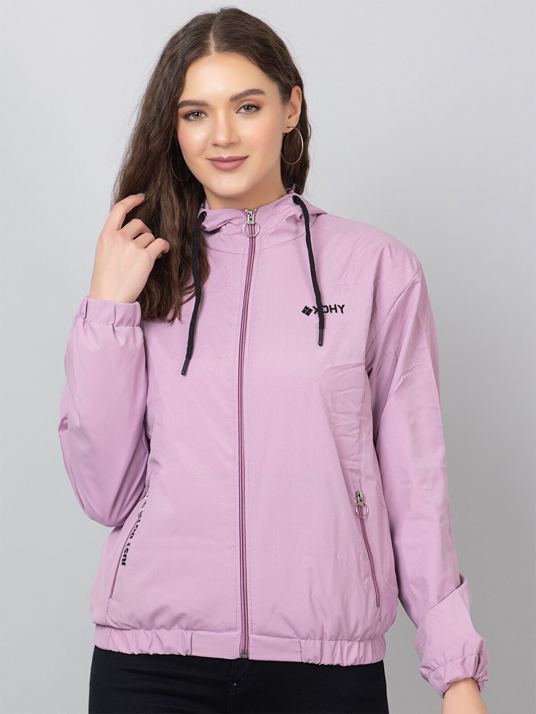 

Xohy Hooded Lightweight Bomber Jacket, Purple