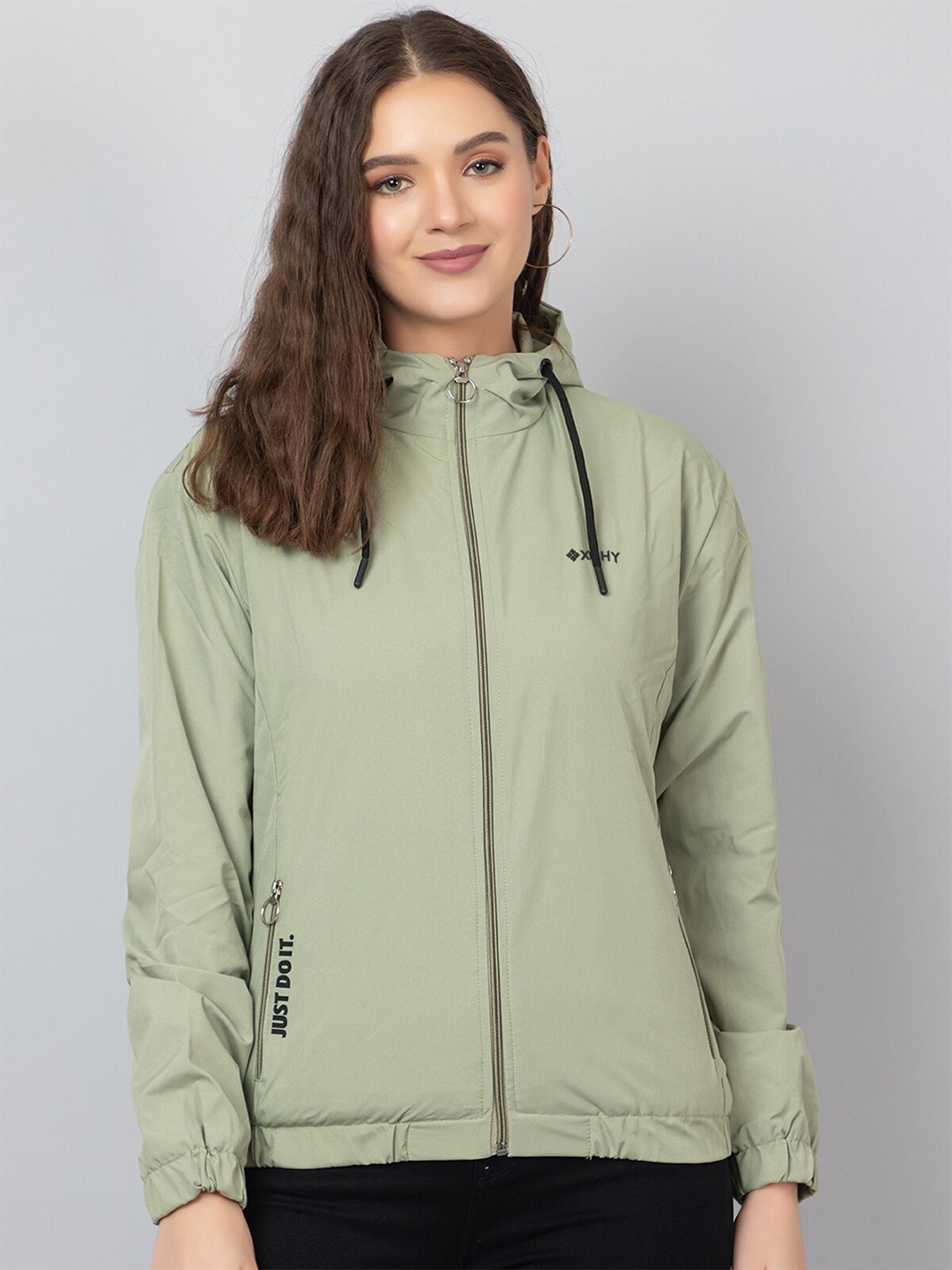 

Xohy Hooded Lightweight Bomber Jacket, Green