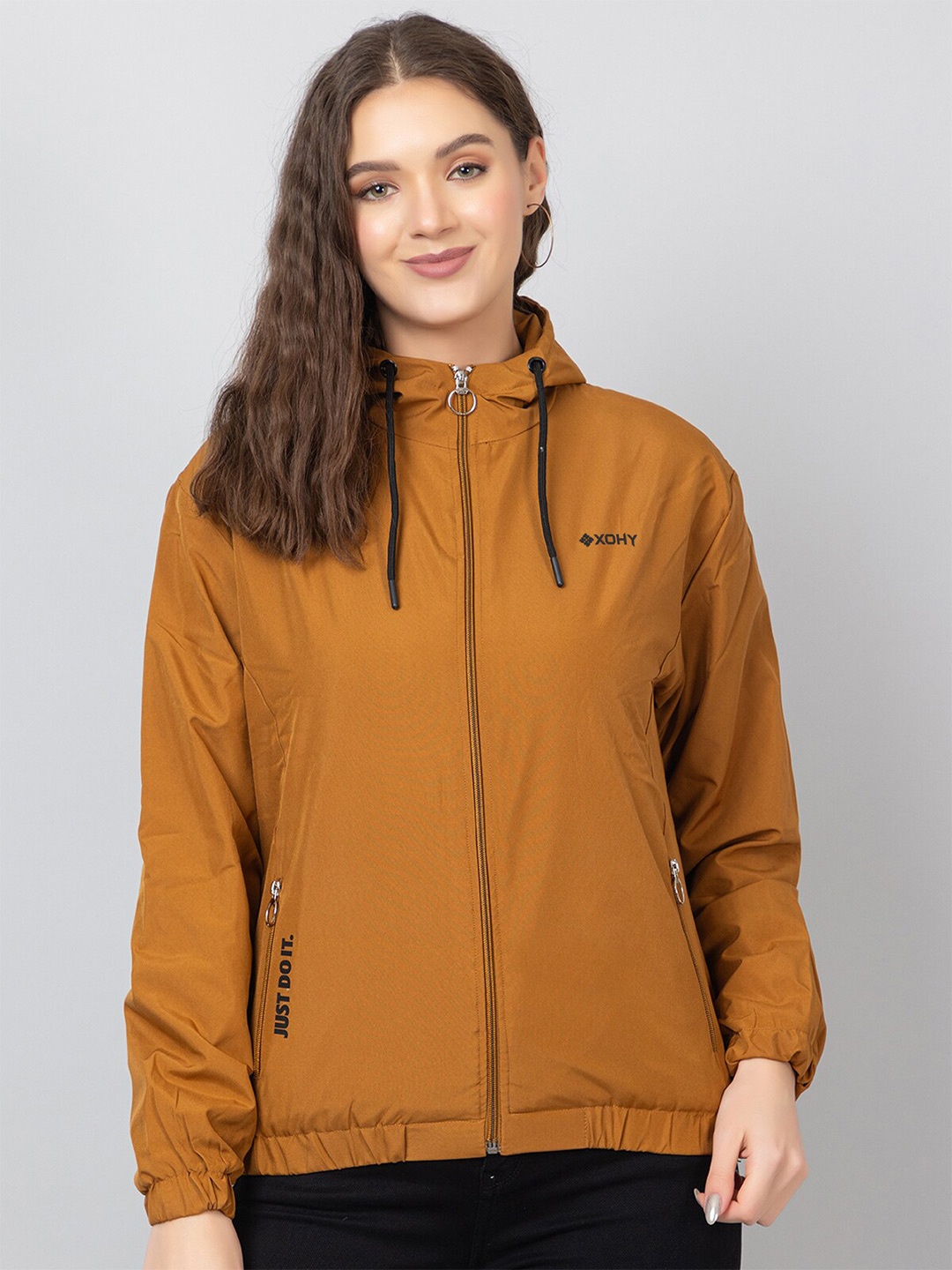 

Xohy Hooded Lightweight Bomber Jacket, Mustard
